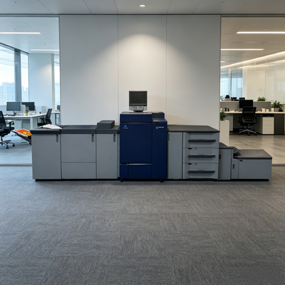 Konica Minolta AccurioPress C6100 الطباعة الملونة عالية السرعة للإنتاج مع 100 ppm ، 3600 x 2400 dpi الدقة و 400 g / m2 سعة الوسائط